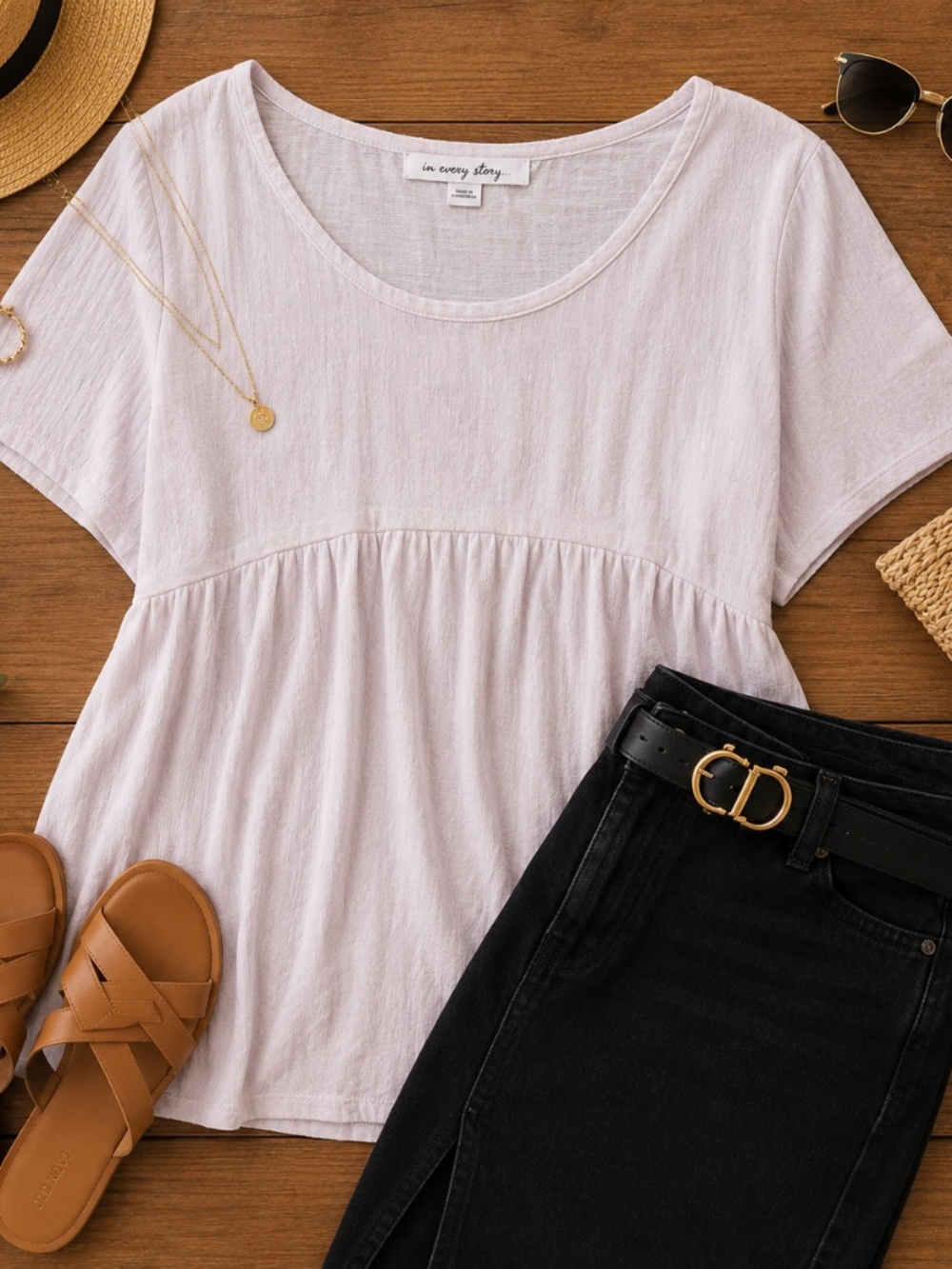 White Babydoll Textured Top 3X | Boho Plus Size Summer Style